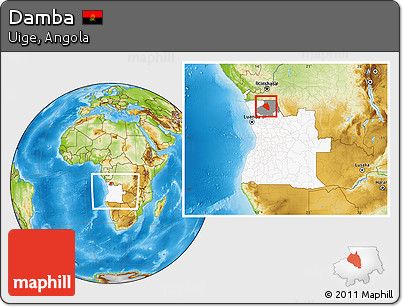Physical Location Map of Damba, highlighted country, highlighted parent region, within the entire country