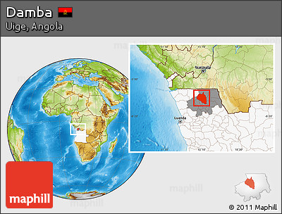 Physical Location Map of Damba, highlighted country, highlighted parent region