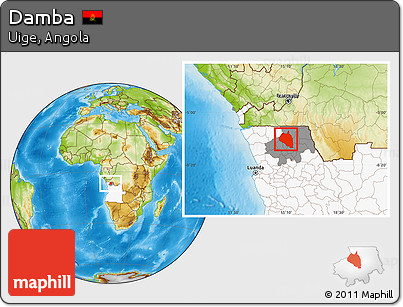 Physical Location Map of Damba, highlighted country, highlighted parent region