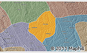 Political 3D Map of Puri, semi-desaturated