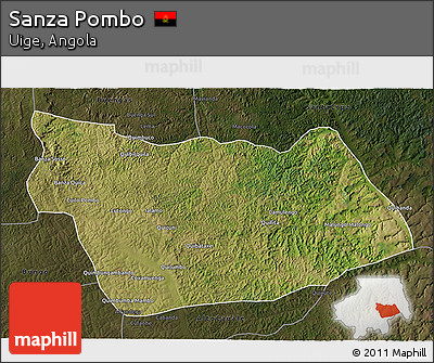 Satellite 3D Map of Sanza Pombo, darken