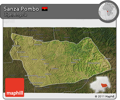 Satellite 3D Map of Sanza Pombo, darken
