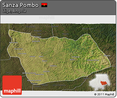 Satellite 3D Map of Sanza Pombo, darken