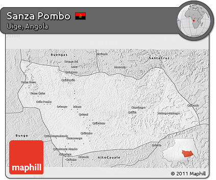 Silver Style 3D Map of Sanza Pombo