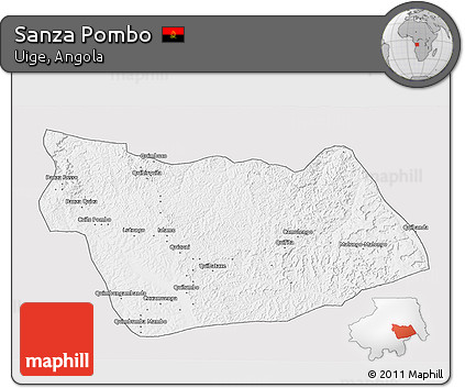 Silver Style 3D Map of Sanza Pombo, single color outside