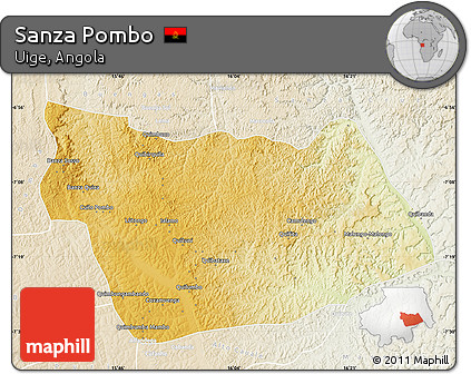 Physical Map of Sanza Pombo, lighten