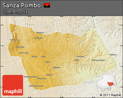 Physical Map of Sanza Pombo, lighten