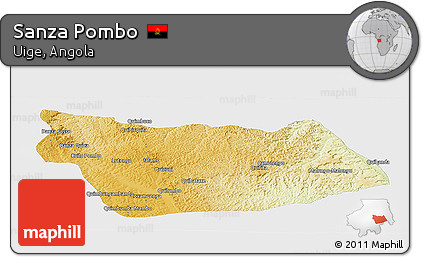 Physical Panoramic Map of Sanza Pombo, single color outside