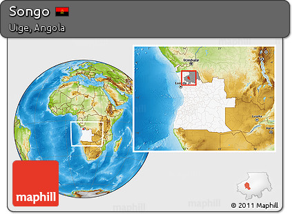 Physical Location Map of Songo, highlighted country, highlighted parent region, within the entire country
