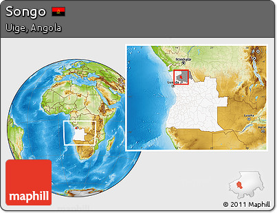Physical Location Map of Songo, highlighted country, highlighted parent region, within the entire country