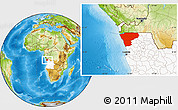 Physical Location Map of Zaire, highlighted country