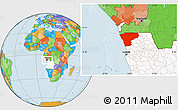 Political Location Map of Zaire, highlighted country