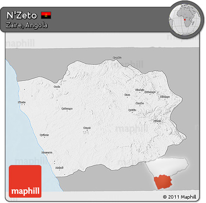 Gray 3D Map of N'Zeto, single color outside