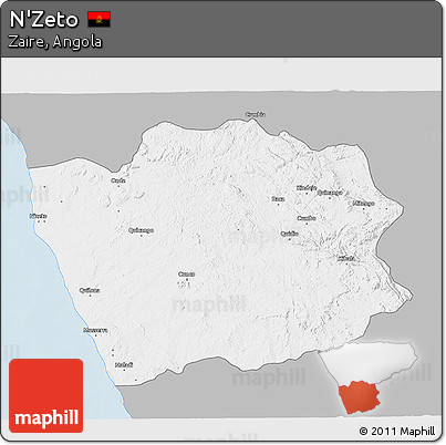 Gray 3D Map of N'Zeto, single color outside