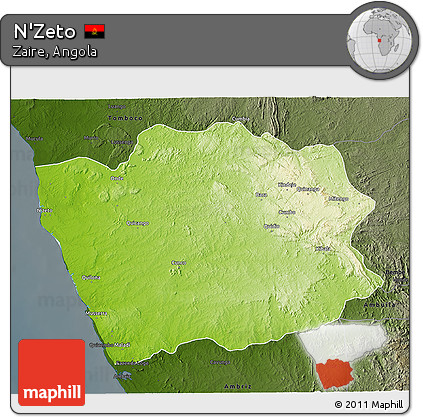 Physical 3D Map of N'Zeto, darken