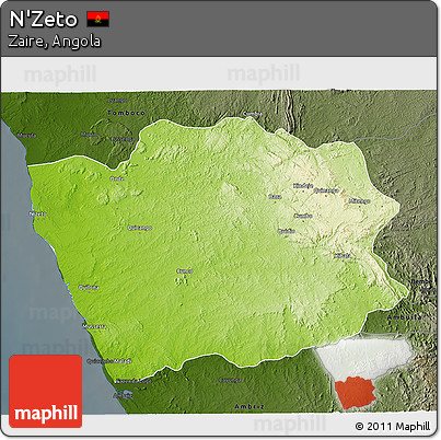 Physical 3D Map of N'Zeto, darken