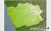 Physical 3D Map of N'Zeto, darken