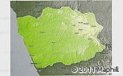 Physical 3D Map of N'Zeto, darken, semi-desaturated