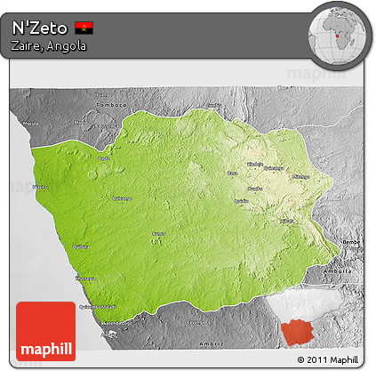 Physical 3D Map of N'Zeto, desaturated