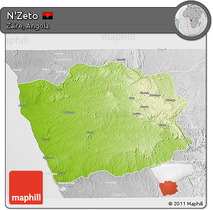 Physical 3D Map of N'Zeto, lighten, desaturated