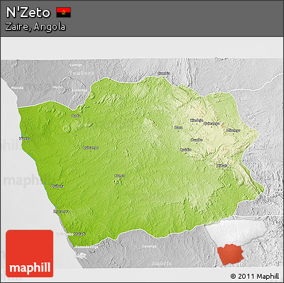 Physical 3D Map of N'Zeto, lighten, desaturated