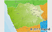 Physical 3D Map of N'Zeto, political outside
