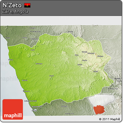 Physical 3D Map of N'Zeto, semi-desaturated