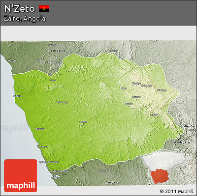 Physical 3D Map of N'Zeto, semi-desaturated