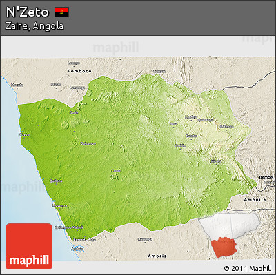 Physical 3D Map of N'Zeto, shaded relief outside