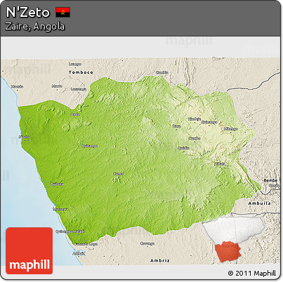 Physical 3D Map of N'Zeto, shaded relief outside