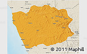 Political 3D Map of N'Zeto, shaded relief outside