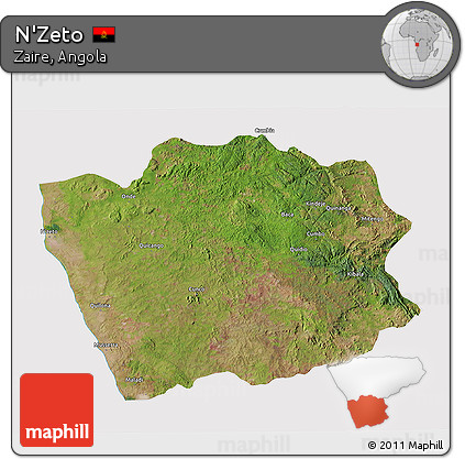 Satellite 3D Map of N'Zeto, cropped outside