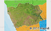 Satellite 3D Map of N'Zeto, political outside