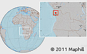 Gray Location Map of N'Zeto, within the entire country, hill shading