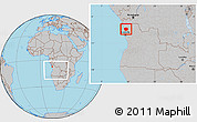 Gray Location Map of N'Zeto, within the entire country
