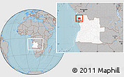 Gray Location Map of N'Zeto, highlighted country, within the entire country, hill shading
