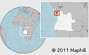 Gray Location Map of N'Zeto, highlighted country, highlighted parent region, within the entire country, hill shading