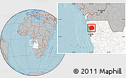 Gray Location Map of N'Zeto, highlighted country, hill shading