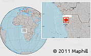 Gray Location Map of N'Zeto, highlighted parent region, hill shading