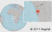 Gray Location Map of N'Zeto, hill shading