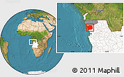 Satellite Location Map of N'Zeto, highlighted country, highlighted parent region