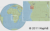 Savanna Style Location Map of N'Zeto, within the entire country, hill shading