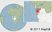 Savanna Style Location Map of N'Zeto, highlighted country, highlighted parent region, hill shading