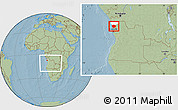Savanna Style Location Map of N'Zeto, highlighted parent region, within the entire country, hill shading
