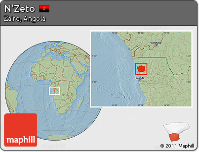 Savanna Style Location Map of N'Zeto, hill shading