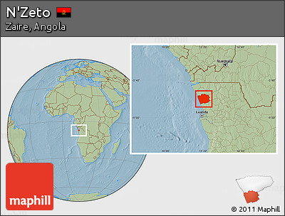 Savanna Style Location Map of N'Zeto, hill shading