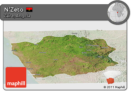 Satellite Panoramic Map of N'Zeto, lighten