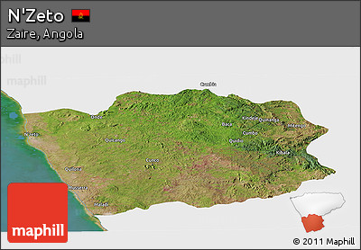 Satellite Panoramic Map of N'Zeto, single color outside