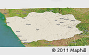 Shaded Relief Panoramic Map of N'Zeto, satellite outside