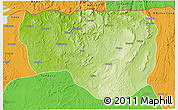 Physical 3D Map of Noqui, political outside